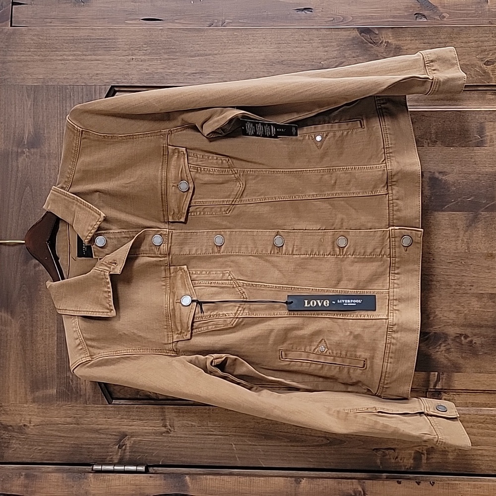 Womens tan stretch denim jacket